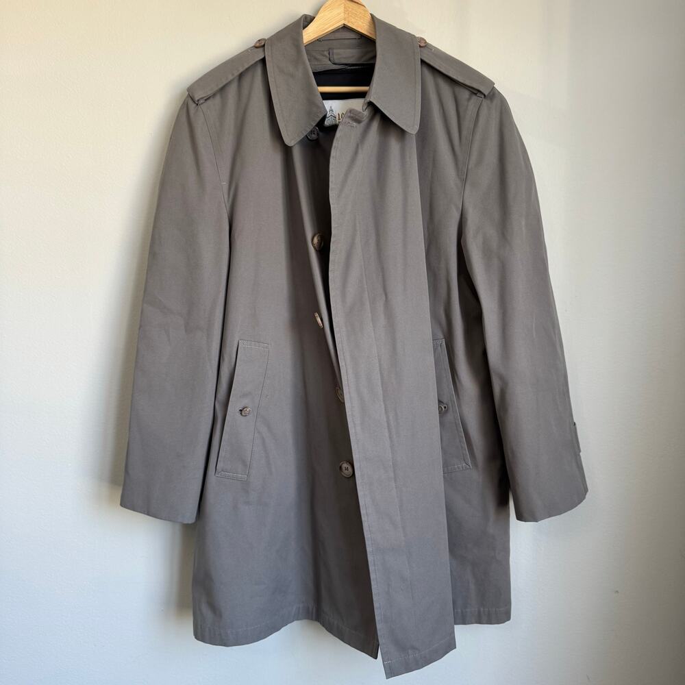 London Fog Trench Coat 42R Mens Thinsulate 3M Zip Lined Classic Coat
